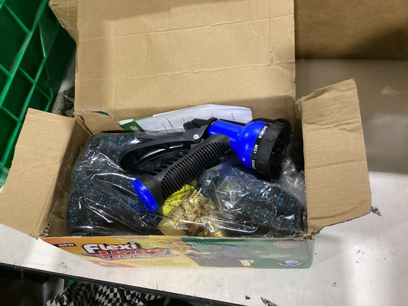 Condition photo showing Good Condition for flexi hose expandable garden hose with 8 function nozzle, 50ft - lightweight retractable garden hose, water hose - no-kink flexibility, 3/4 inch solid brass fittings and double latex core