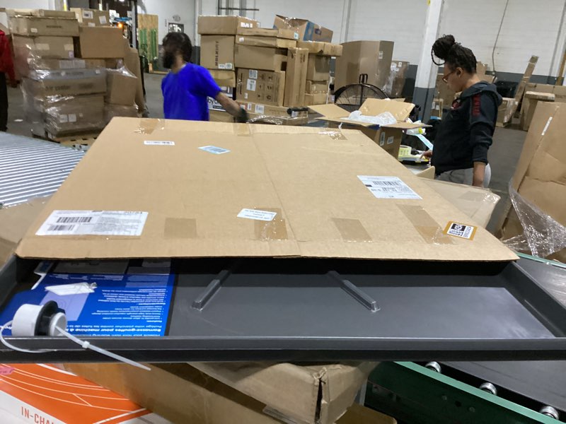 Condition photo showing Good Condition for camco low profile washing machine drain pan with pvc fitting - 29 inch x 33 inch id and 30.5 inch x 34.5 inch od - protects your floors from washing machine leaks - easy to use - graphite - 20784 standard packaging graphite 30.5" x 34.5"