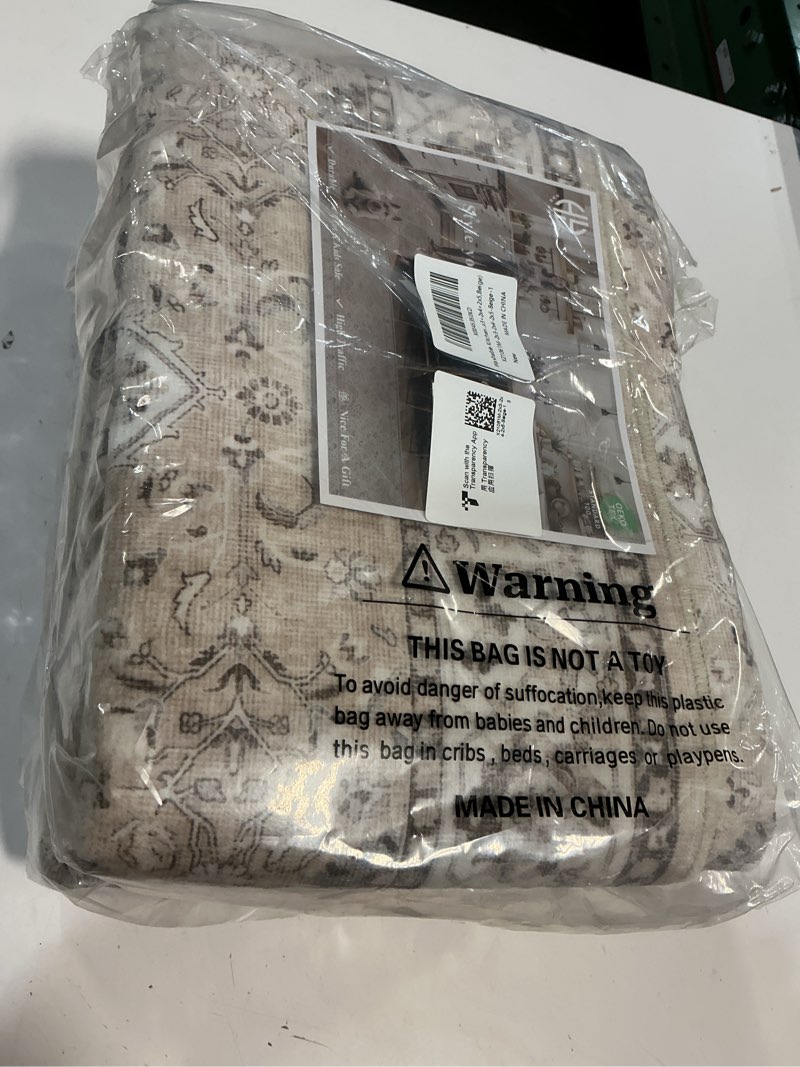 Condition photo showing New/Like New for Washable Kitchen Rug Set of 3: Boho Non-slip Soft Stove Sink Mat Light Weight Stain Resistant Carpet for Dog Bowl Area Comfort Tile/Hardwood Floors Protection Mat for Entryway Foyer(2x3+2x4+2x5,Beige) 2x3+2x4+2x5 Beige