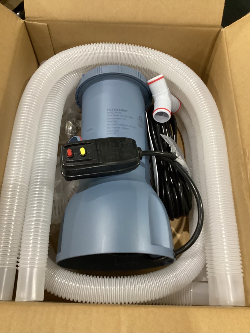 Condition photo showing New/Like New for kimfilter pro series 1000 gph above ground pool filter pump | efficient filtration & powerful water circulation, improved water cleanliness & clarity - gray