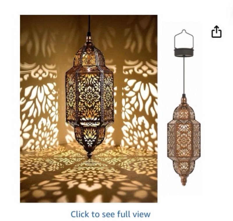 twinkya hanging solar lights outdoor garden decorative solar lantern waterproof metal moroccan outdoor decorations for patio pathway yard porch backyard garden decor (gold, 1 pack)