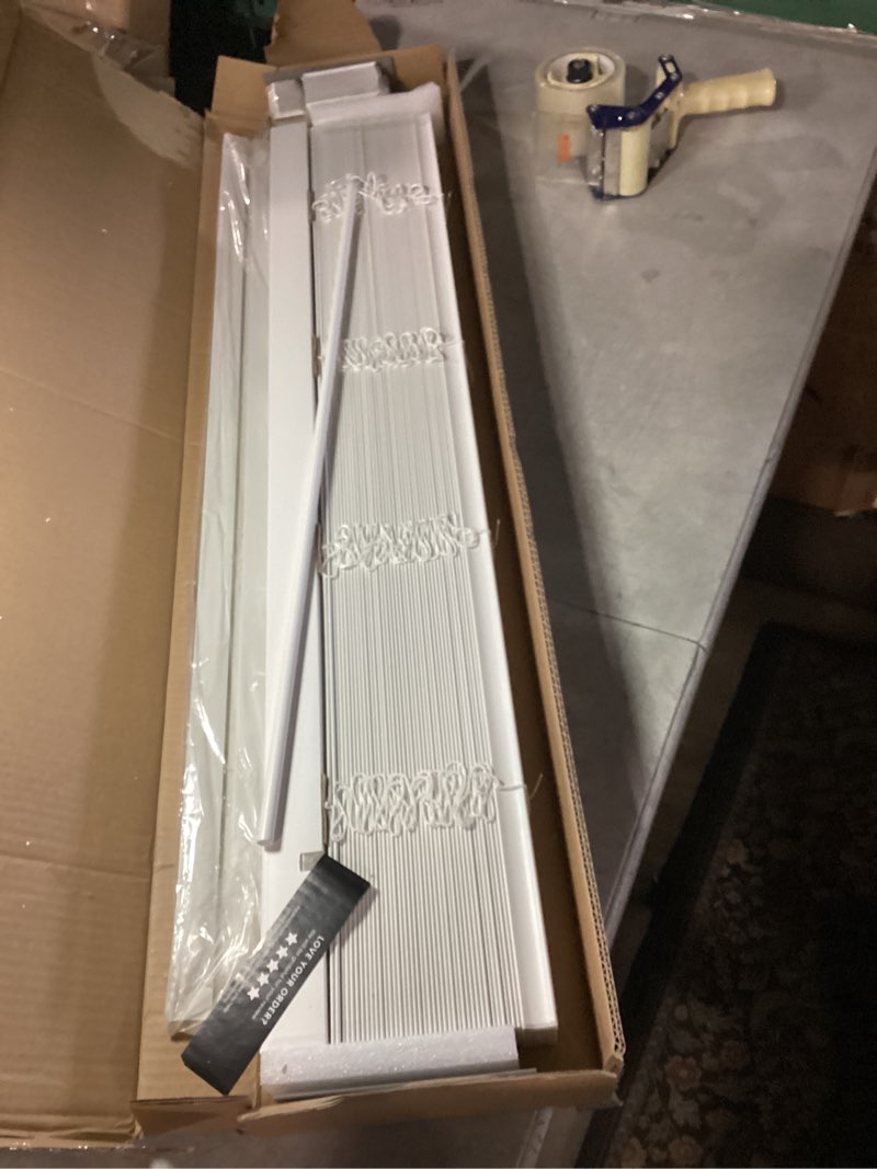 Condition photo showing New/Like New for CHICOLOGY Faux Wood Blinds , Window Blinds , Wood Blinds , Window Shades , Window Treatments , Blinds & Shades , Window Shades For Home , Wooden Blinds , 39"W X 72"H, Basic White 39"W x 72"H Basic White