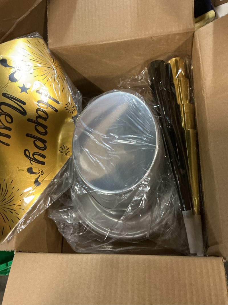 Condition photo showing New/Like New for HEYPRIIL Upgraded Happy New Years Eve Party Supplies Hats 2026 for 26 Guests, New Year Decorations Hats Headband Cone Hat Noise Makers Party Favor Tiaras NYE Accessories 50pcs