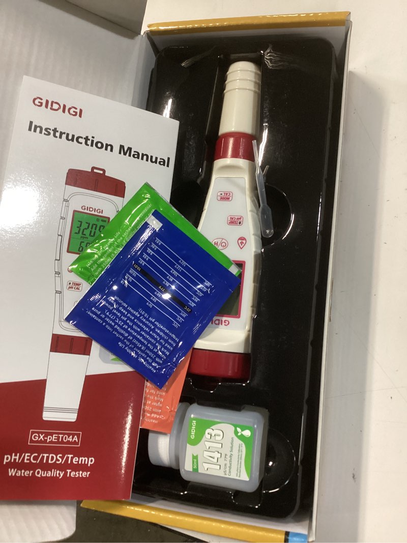 Condition photo showing New/Like New for ph meter for hydroponic water,digital ec ppm tester for nutrients,ph tds reader 4 in 1 with 1413 ?s/cm calibration solution,high-sensitivity backlit display for drinking water,dwc,indoor plants 4 in 1 ph meter with calibration solution