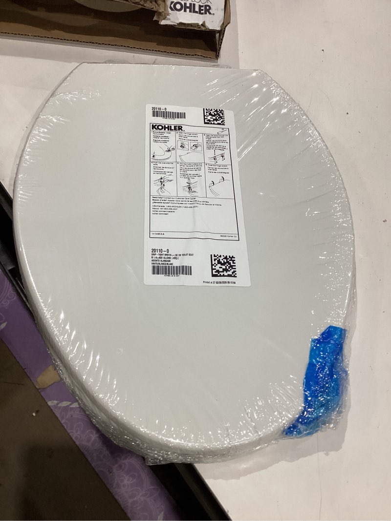 Condition photo showing Good Condition for kohler 20110-0 brevia, slow close toilet seat, elongated toilet seat, grip-tight bumpers quick-attach hardware, white white elongated quiet-close
