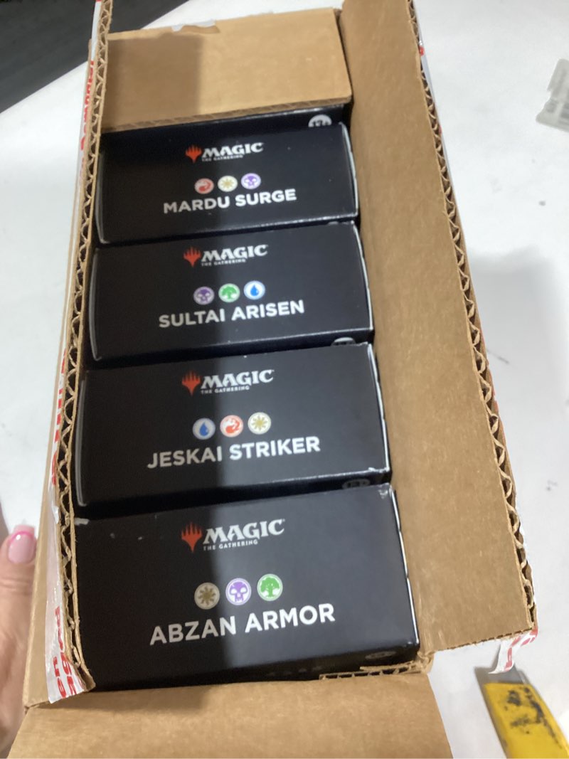 Condition photo showing New/Like New for magic: the gathering tarkir: dragonstorm commander deck bundle - includes all 5 decks (abzan armor, jeskai striker, sultai arisen, mardu surge, temur roar)