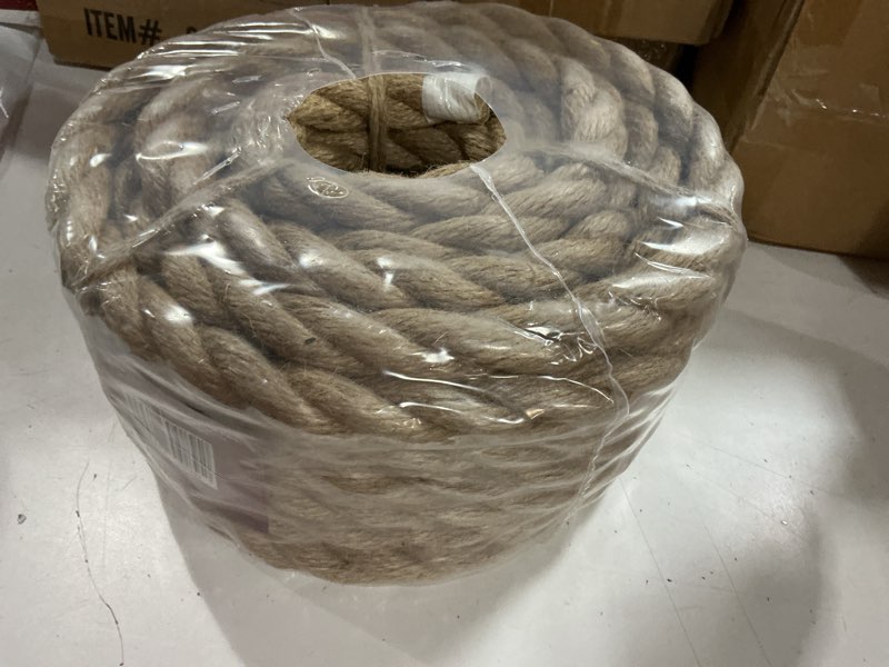 Condition photo showing New/Like New for Natural Jute Rope 3/4 Inch x 50 FT (20mm) – Thick Twisted Jute Rope for Porch Swing, Railing, Landscaping & Rustic Home Décor