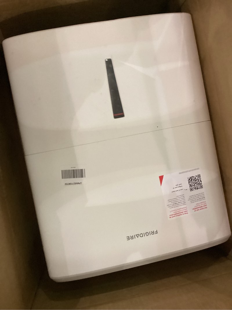 Condition photo showing As Is for Frigidaire 22-Pint Portable Dehumidifier with Wi-Fi and Energy Star Certification for Small/Medium Rooms, Bedrooms & Bathrooms, Custom Humidity Control, Auto Shut Off, White 22 Pint New 2025