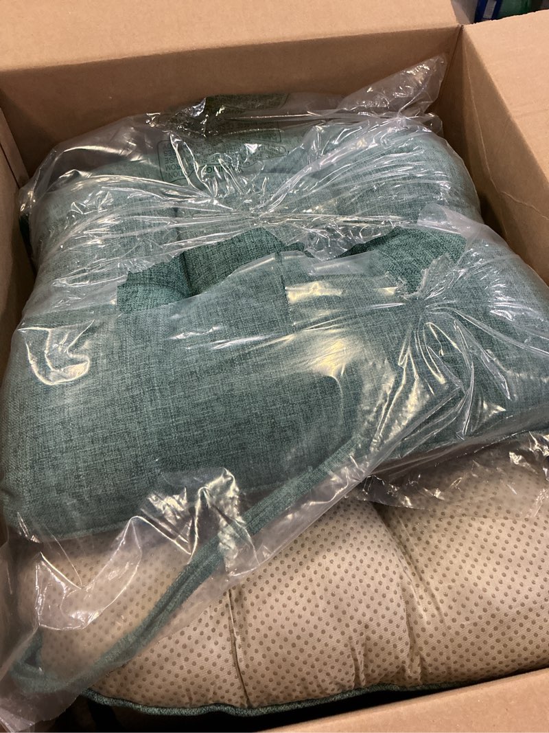 Condition photo showing Good Condition for non slip chair cushions for dining chairs set of 4 kitchen chair cushions 18"x18"x3" turfted chair pads comfortable and soft seat cushion with ties, green