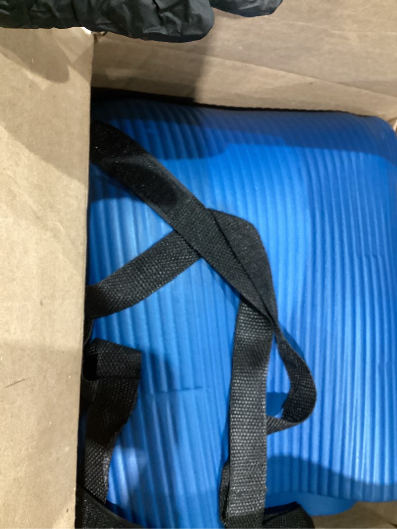 Condition photo showing As Is for Gaiam Essentials 2/5" Thick (10mm) Yoga & Pilates, Fitness & Exercise Mat with Easy-Cinch Carrier Strap Cusion Support For Fitness and Gym Workouts Navy 2/5" (10MM)