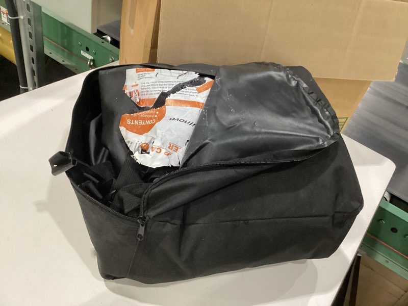 Condition photo showing As Is for used size unknown sailnovo car rooftop cargo carrier 21 cubic feet, waterproof 1000d pvc car roof bag with anti-slip mat, combination lock, storage bag, door hooks & tie-down strap fit vehicle with/without luggage rackenw
