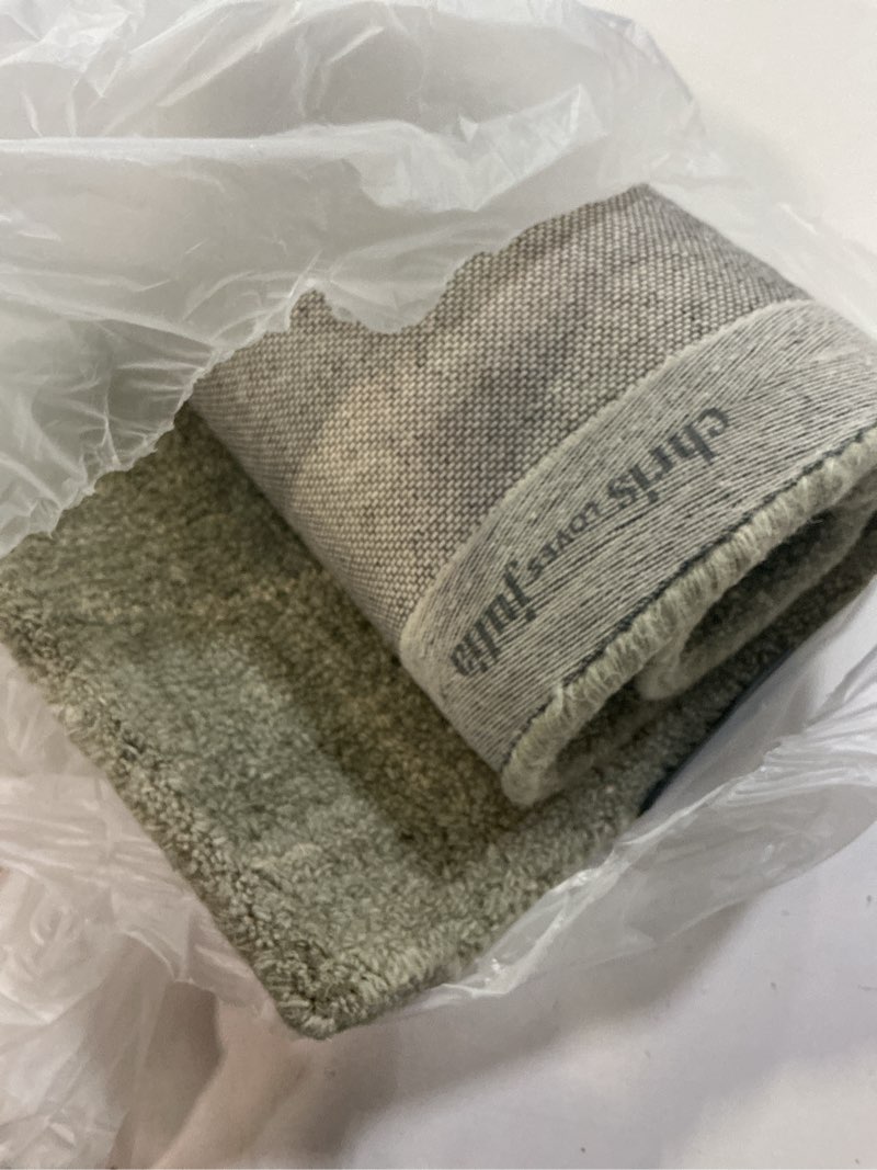 Condition photo showing As Is for Loloi Chris Loves Julia Polly Collection POL-03 Accent Rug 2'-3" x 3'-9" Antique/Mist Rectangular 0.38" Thick
