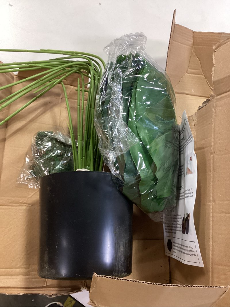 Condition photo showing Good Condition for Nearly Natural 4ft Golden Cane Palm, Double Stalk Artificial Tree With Lush Realistic Foliage Maintenance Free Indoor Faux Palm Plant For Living Room, Easy Setup, Perfect Tropical Decoration Palm Tree