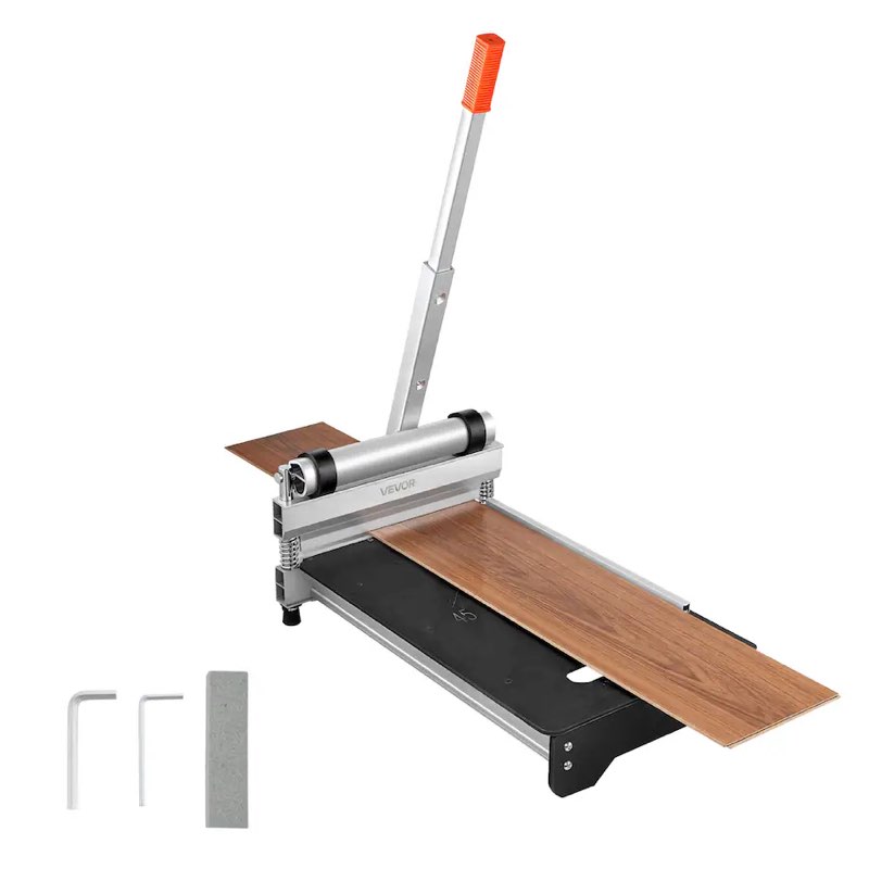 vevor - 13 inch vinyl floor cutter, 12mm thick laminate flooring cutter with 15°/30°/45° adjustable angle settings - black & orange