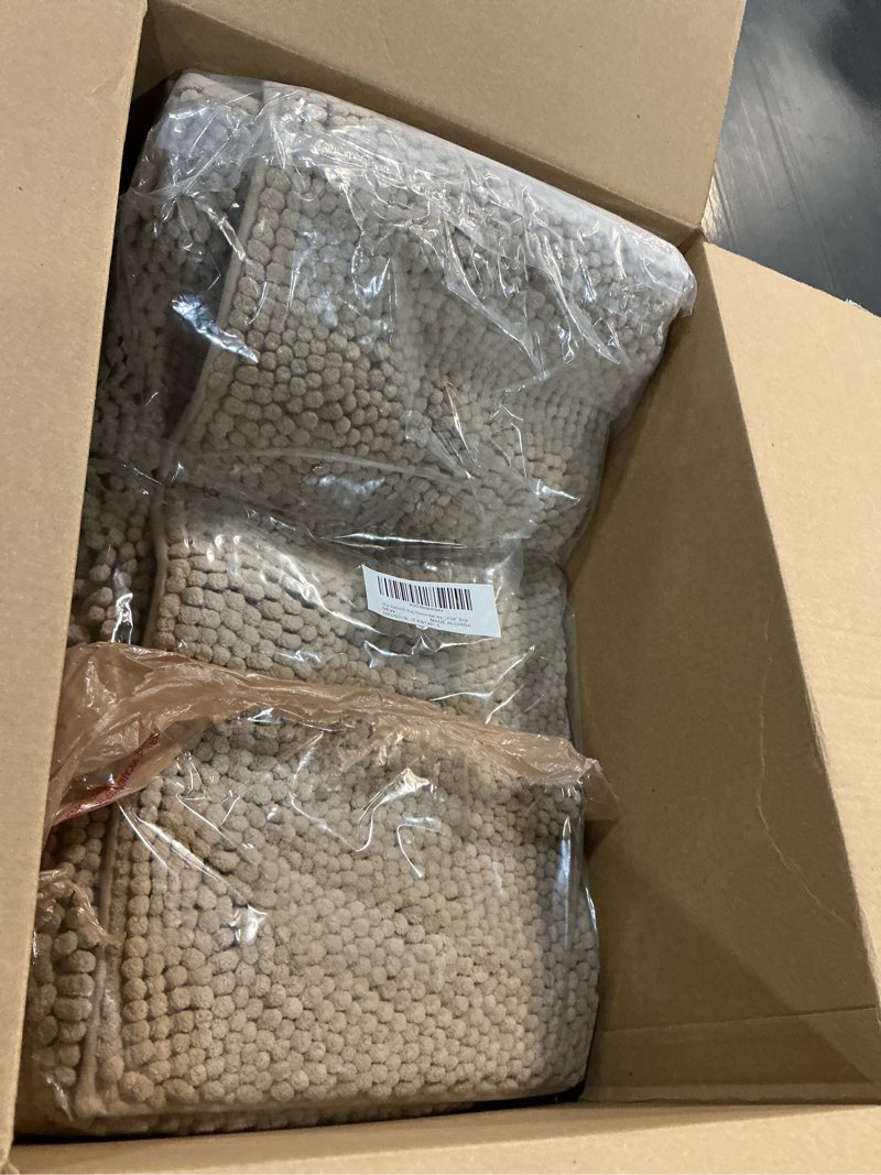 Condition photo showing Good Condition for DEXI Bath Mats for Bathroom 24x36, Non Slip Washable Bathroom Rug, Thick Soft Chenille Absorbent Bathmat for Shower Floor, Fluffy Shaggy Carpet for Tub, Beige 2' x 3' (Rectangular) Beige