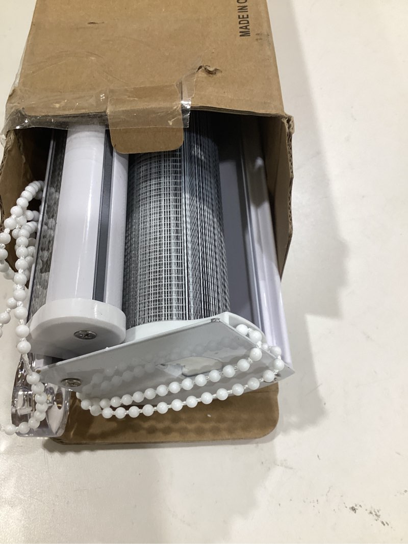 Condition photo showing New/Like New for window blind dual layer polyester zebra roller light filtering sheer shades window treatments privacy light control for day and night(w35 x h72(inch), grey) 35"w x 72"h grey