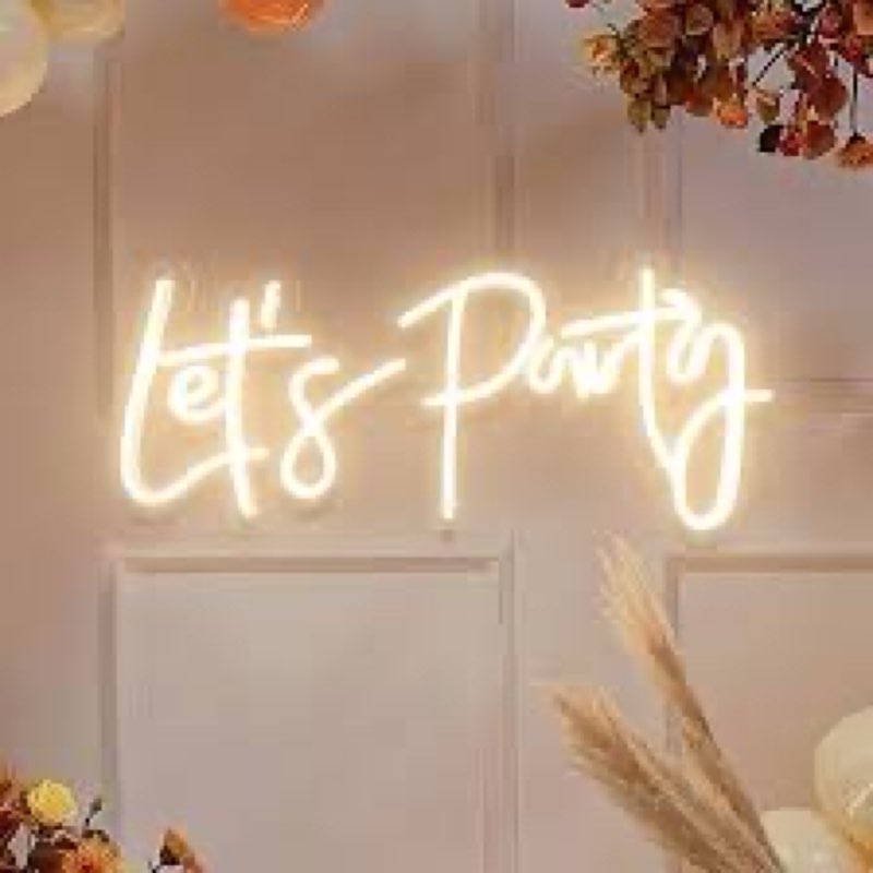 ATOLS Let's Party Neon Sign for Wall Decor, with Dimmer Switch,16x7Inch 12V Reusable Neon Light Sign