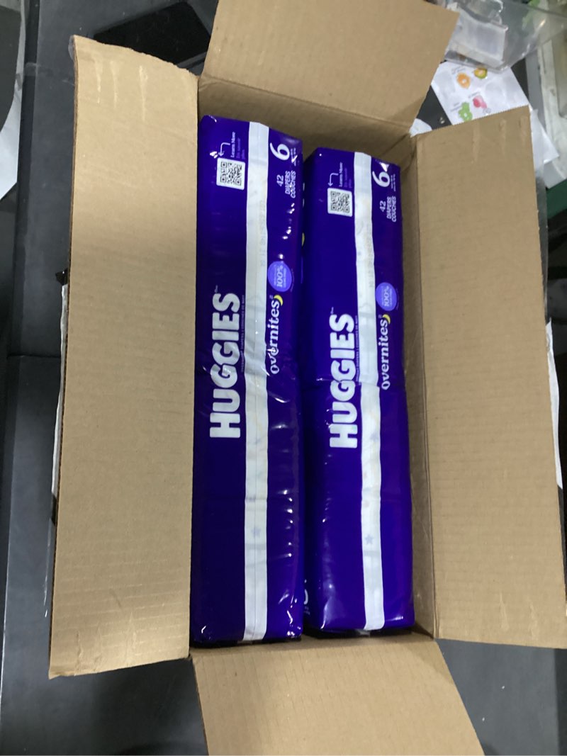 Condition photo showing Good Condition for huggies size 6 overnites baby diapers: overnight diapers, size 6 (35+ lbs), 84 ct (2 packs of 42), packaging may vary size 6 84