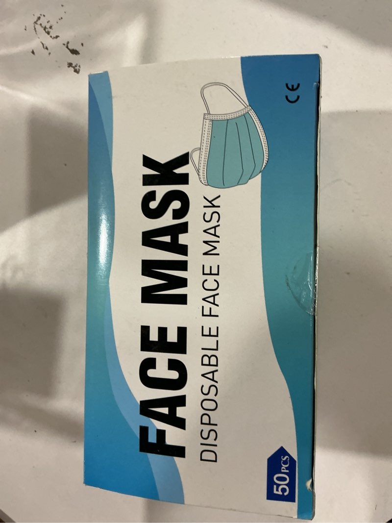 3-Ply_Non-Woven_Mouth_Cover Disposable_Face_Masks with Elastic Ear Loop Blue 50pcs