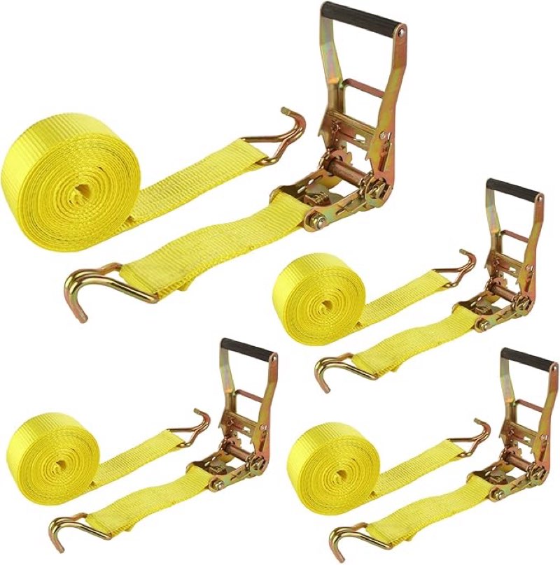 4Pack 2 Inch Ratchet Strap Heavy Duty, 20ft Ratchet Straps Tie Down with Double J Hook, 10000 LBS Br
