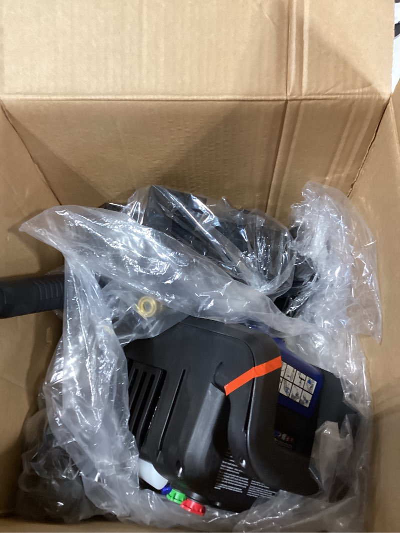 Condition photo showing As Is for westinghouse epx3500 electric pressure washer, 2500 max psi 1.76 max gpm with anti-tipping technology, onboard soap tank, pro-style steel wand, 5-nozzle set, for cars/fences/driveways/home/patios