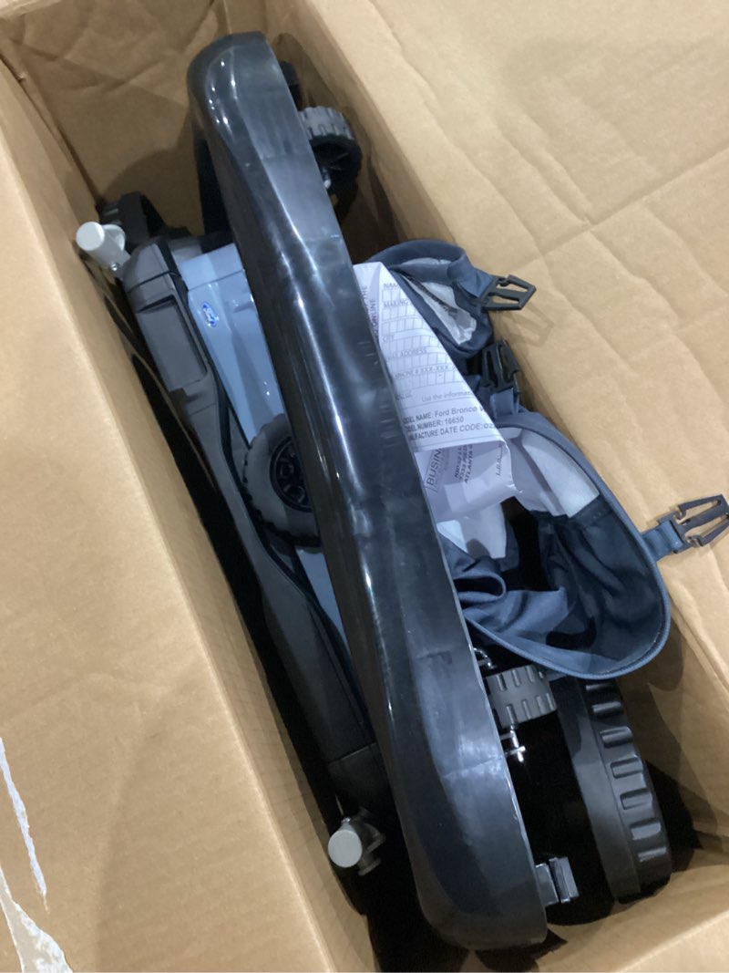 Condition photo showing As Is for bright starts ford bronco 4-in-1 blue grey baby activity center & push walker with removable interactive steering wheel -toy, 6 months and up area 51 blue bronco