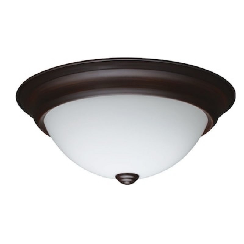 project source 13-in bronze indoor 1 -light led flush mount light with opal glass