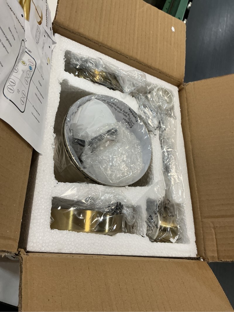 Condition photo showing As Is for gold battery operated wall sconces set of two with remote, rechargeable battery powered wall lights, 3 color temperature, dimmable, modern wireless wall lamps for bedroom living room hallway gold, rechargeable