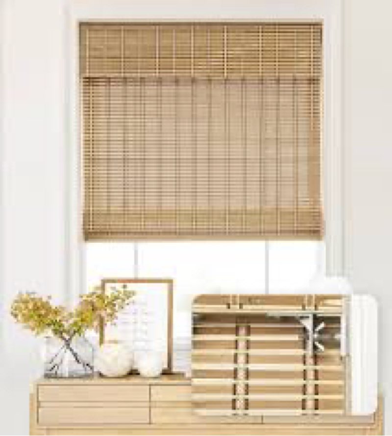 LazBlinds No Tools No Drill Cordless Bamboo Roman Shades, Light Filtering Window Treatment, Roll Up 