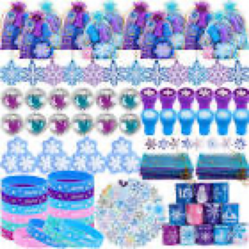 196Pcs Frozen Birthday Party Supplies Decorations, Winter Snowflakes Wonderland Theme Party Favors, 