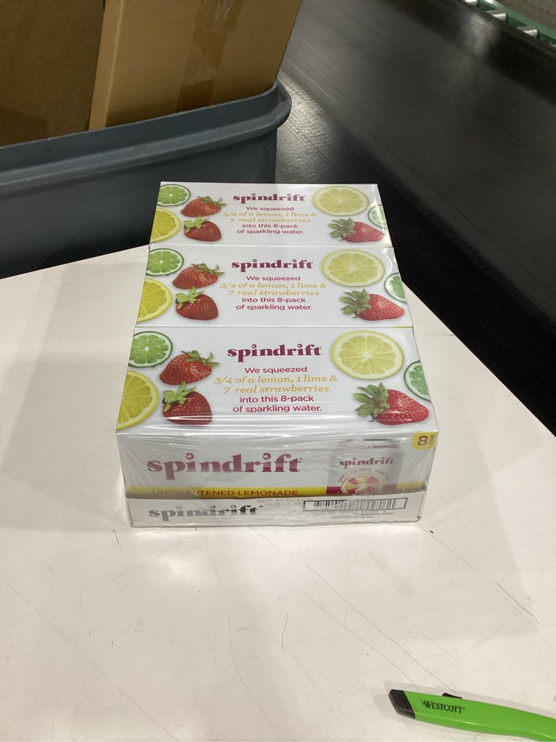 Spindrift unsweet strawberry lemonade sparkling 24 pack