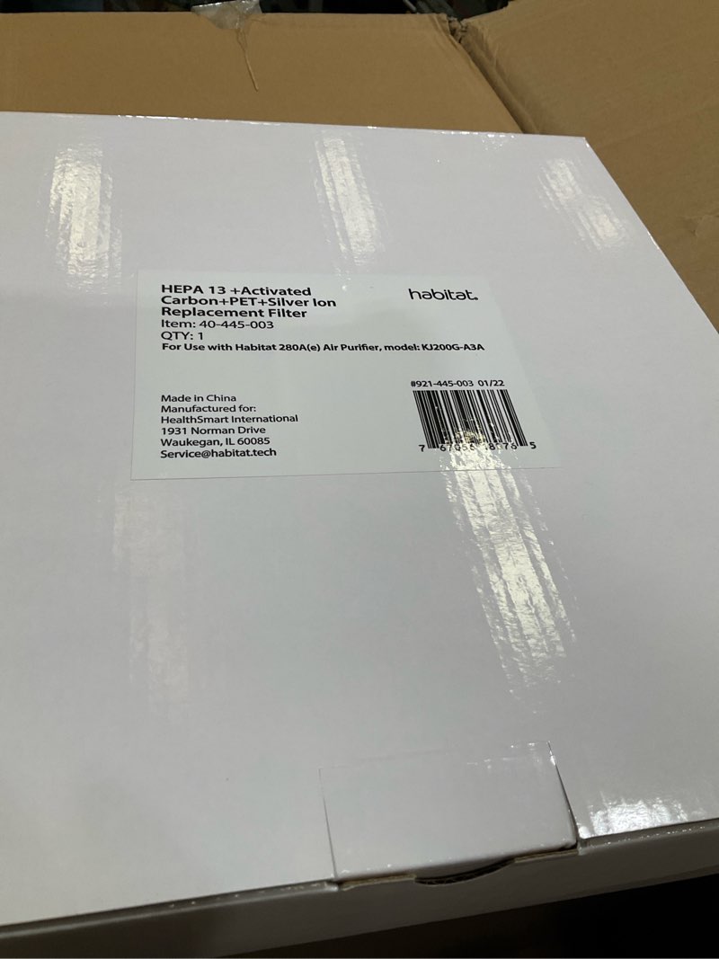 Condition photo showing Good Condition for habitat 280a(e) air purifier replacement filter, hepa 13, activated carbon, pet, silver ion (pack of 1) hepa 13 + activated carbon, pet, silver ion