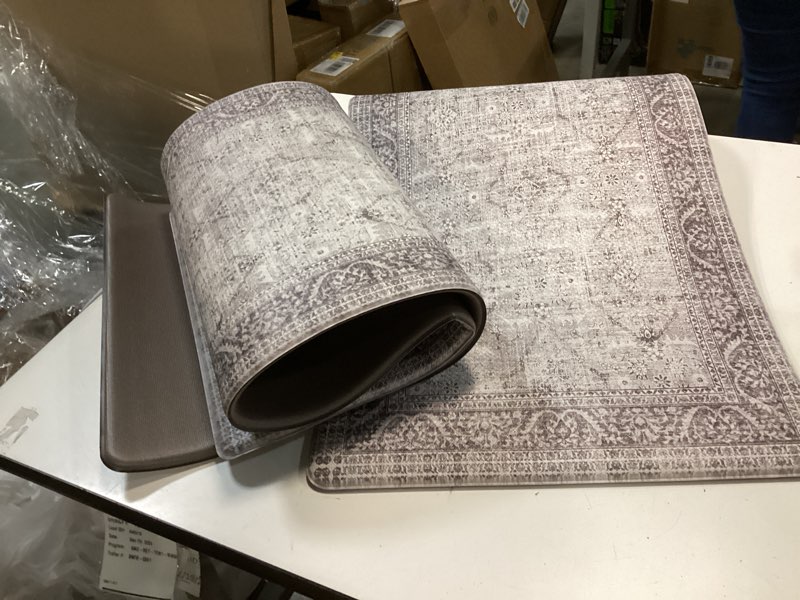 Condition photo showing Good Condition for GRANNY SAYS Boho Kitchen Rug Sets of 2, Non Slip Washable Faux Wool Kitchen Mats for Floor, Thick Soft Anti-Fatigue Comfort Standing Mat Runner Rugs for Hallway Laundry Room, Grey Grey 1'8" x 4' (20" x 48" + 20" x 32")