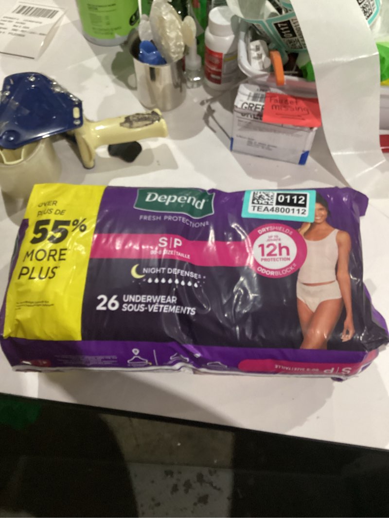 Condition photo showing Good Condition for Depend Night Defense Adult Diapers, Incontinence & Postpartum Bladder Leak Underwear for Women, Disposable, Overnight, Small, Blush, 26 Count, Packaging May Vary Small 26