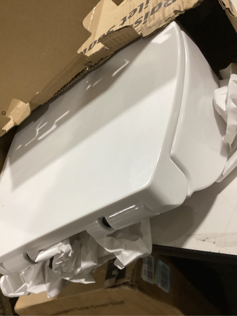 Condition photo showing As Is for ELONGATED toilet seat risers for seniors, Slow Close, Elevated toilet seat, Heavy Duty, Never Loosen, Raised toilet seat elongated bowl, White(18.5”)