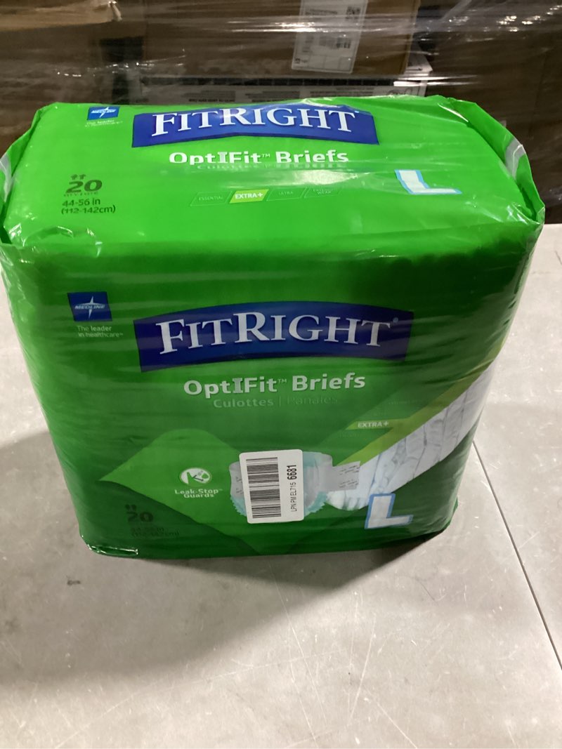 Condition photo showing New/Like New for FitRight Extra+ Adult Diapers, Disposable Incontinence Briefs, Leak-Proof Diaper, Absorbent Briefs for Men and Women, Maximum Protection, Large, 44 – 56 in, 20 Briefs per Bag 20 Count Large