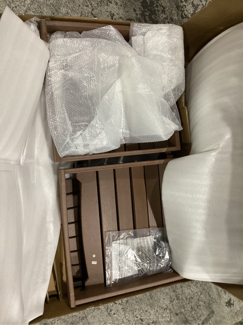 brown plastic balcony chair set *incomplete missing hardware/peices*