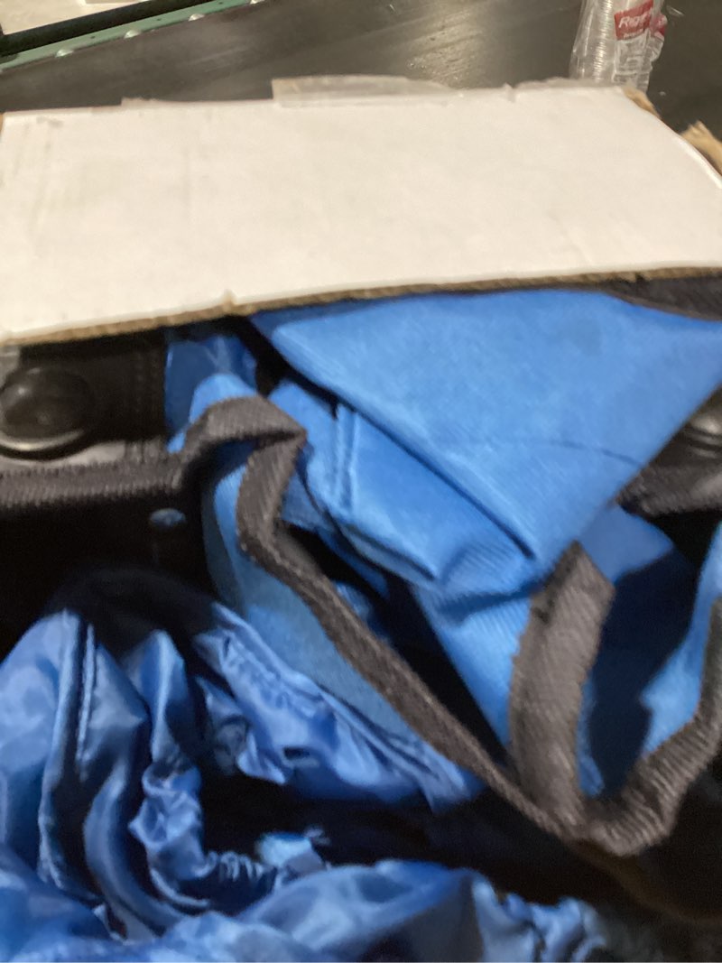 Condition photo showing Good Condition for regalo my cot deluxe portable toddler bed, includes sleeping bag, navy blue, w/ sleeping bag