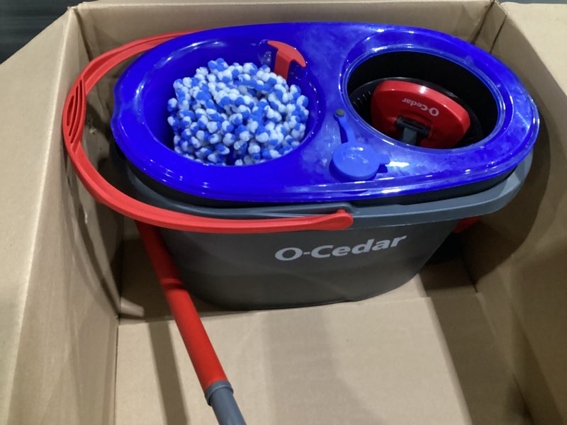 Condition photo showing New/Like New for o-cedar rinseclean spin mop & bucket system | clean with clean water | removes 99% of bacteria
