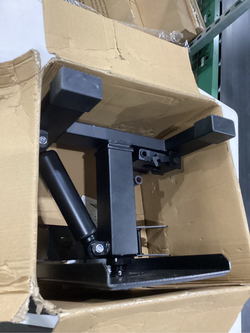 Condition photo showing Good Condition for JFG RACING Motorcycle Dirt Bike Stand,1000Lbs Capacity Lift Jack Hoist Table Height Adjustable Lifting Stand Ideal for Dirtbike Pit Bike Repair&Maintainance,Dirt Bike Accessories-Black