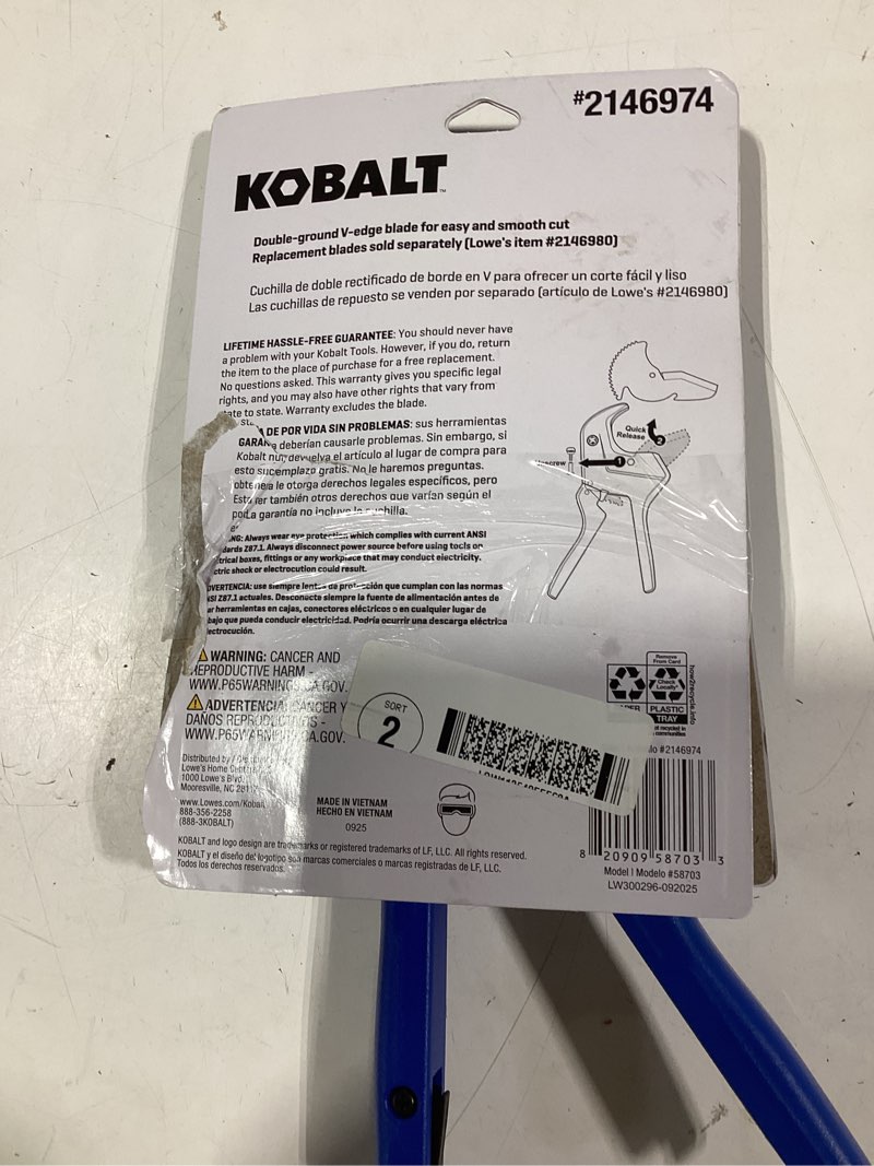 Condition photo showing As Is for kobalt cutter 2-in pvc cutter