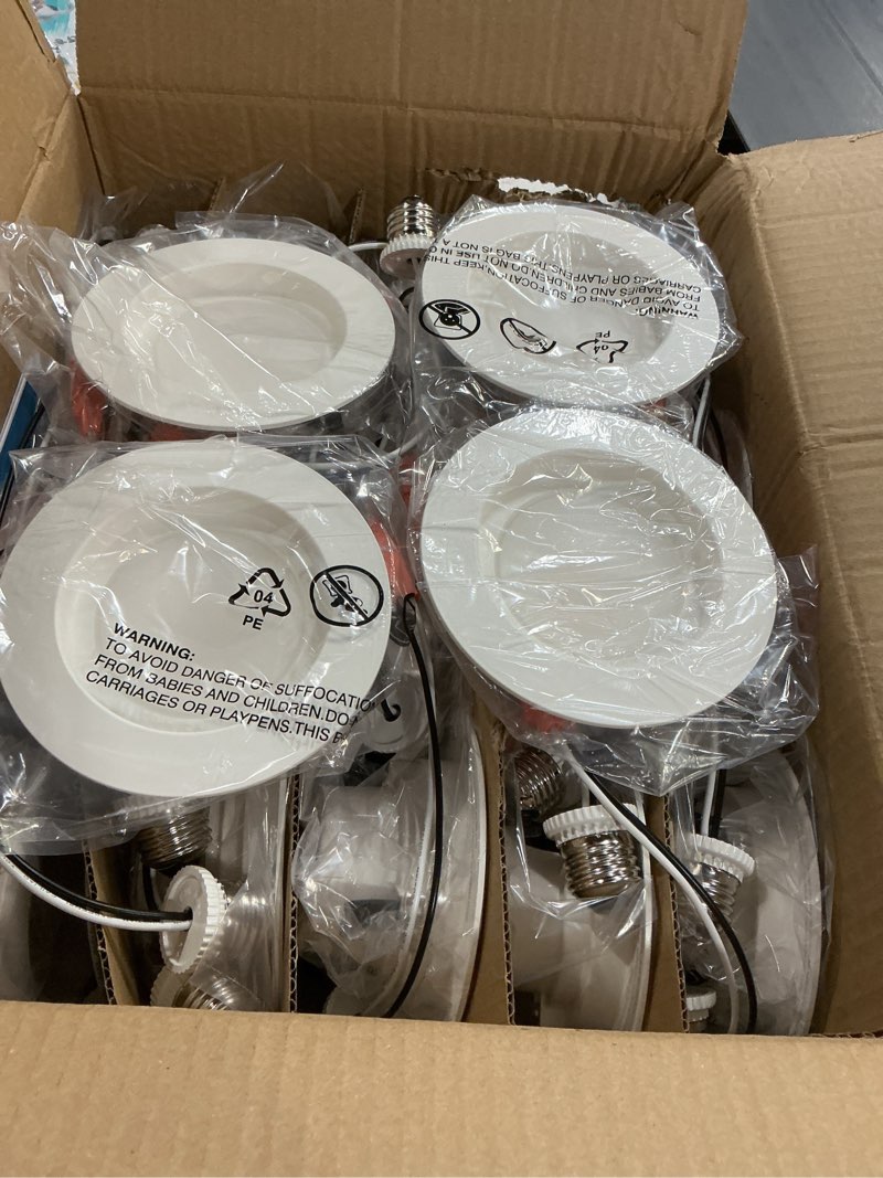 Condition photo showing Good Condition for Sunco 24 Pack 5CCT LED Recessed 4 Inch, 3000K/4000K/5000K/6000K/6500K Selectable, Dimmable Can Lights, Smooth Trim, 11W=60W, 660LM, Damp Rated, Retrofit Installation - UL Certified 5 CCT in One (3000K, 4000K, 5000K, 6000K, 6500K)
