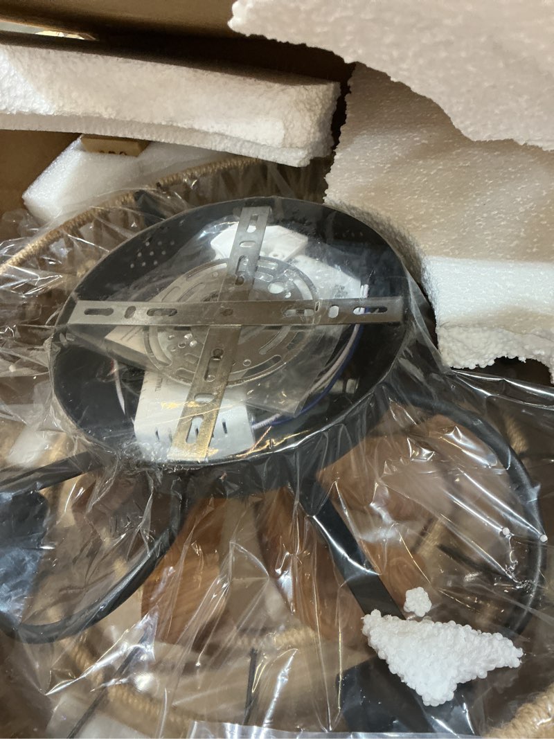 Condition photo showing Good Condition for 20" caged ceiling fans with lights and remote, boho flush mount ceiling fan with light, low profile chandelier 6 speed bladeless reversible ceiling fan w/ 4 bulbs. for living room bedroom.