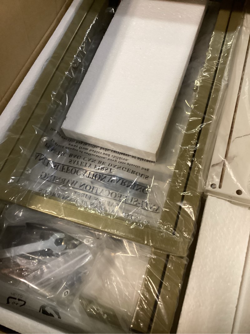 Condition photo showing New/Like New for IBUYKE Foldable TV Tray Set of 2 TV,End Table with Removable Food Serving Tray,Portable Wooden Snack Table for Livingroom, Bedroom, Office, Camping, White with Gold UTVT001G