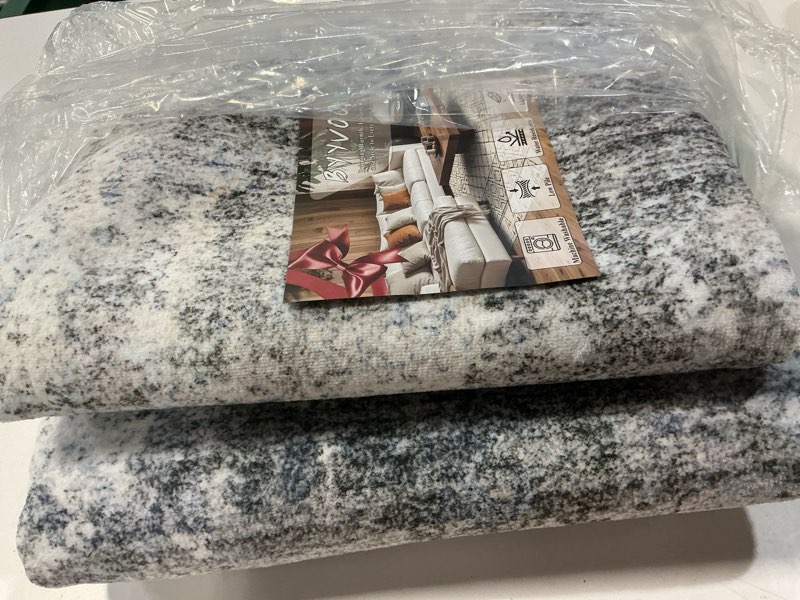 Condition photo showing Good Condition for 3x6 Washable Kitchen Runner Rug - Non Slip Stain Resistant Low-Pile Thin Wide Carpet Runners for Entryway Hallway Bathroom Bedside,Modern Neutral Abstract(Blue Grey,3x6) 3' x 6' (Rectangular) Blue Gray