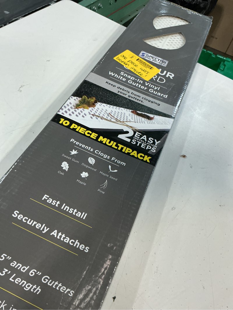 Condition photo showing As Is for spectra armour guard 6" x 3' vinyl white multipack gutter guard vinyl k style 6-in x 3-ft gutter guard
