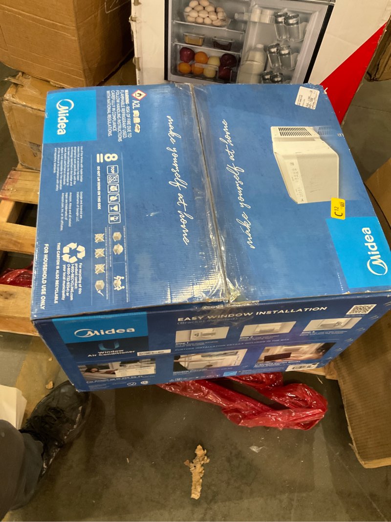 Condition photo showing As Is for midea 8,000 btu u shaped smart inverter window air conditioner - cools 350 sq ft, ultra quiet with open window flexibility - alexa/google assistant compatible - 37% energy savings, remote (updated) 8,000 btu (updated)