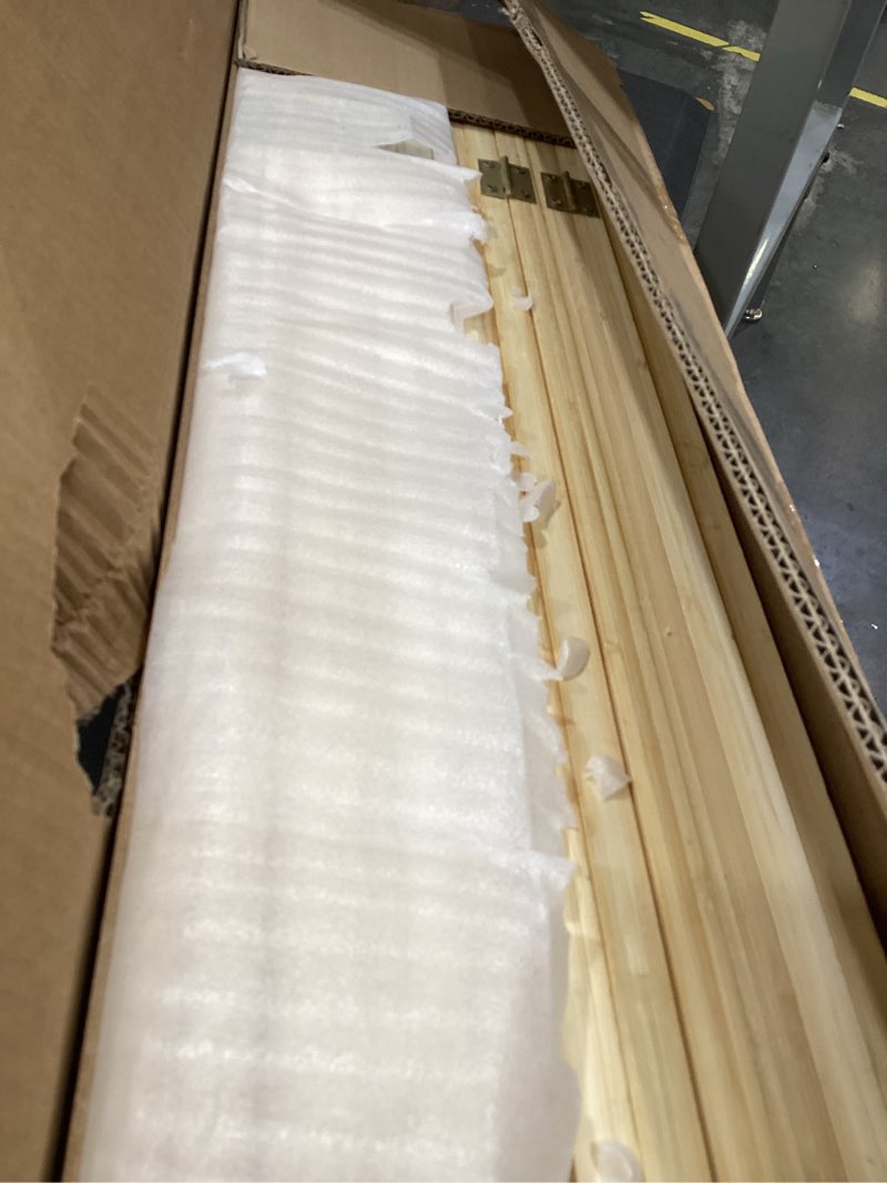 Condition photo showing Good Condition for furnnylane 6 panel bamboo room divider – 5.6 ft tall folding privacy screen, natural beige freestanding room partition wall (67" h x 92.1" w, 6-panel) beige 6 panel