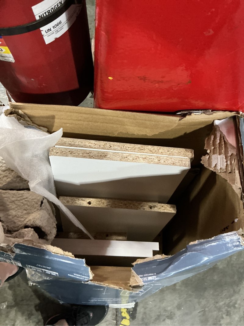 Condition photo showing As Is for style selections 22.95-in x 64.25-in x 7.32-in white 3 -shelf over-the-toilet storage