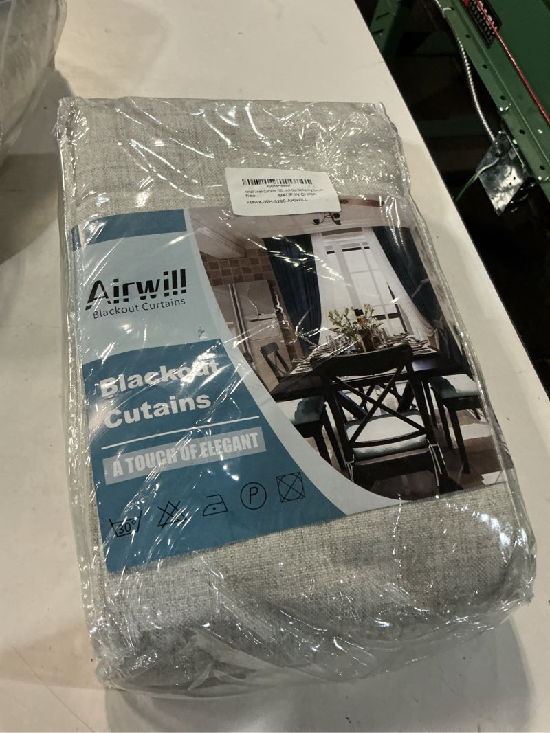 Condition photo showing New/Like New for airwill linen curtains 96 inches long 100% blackout drapes 2 panels set for bedroom living room black out darkening curtain thermal insulated back tab rod pocket(52x96 inch,white)